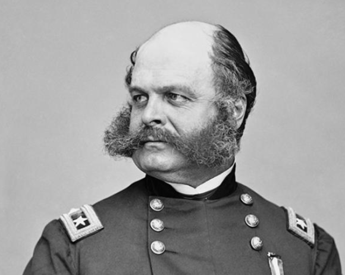 Major General Ambrose Burnside After which the facial hair is named and after you look at him you can understand why...